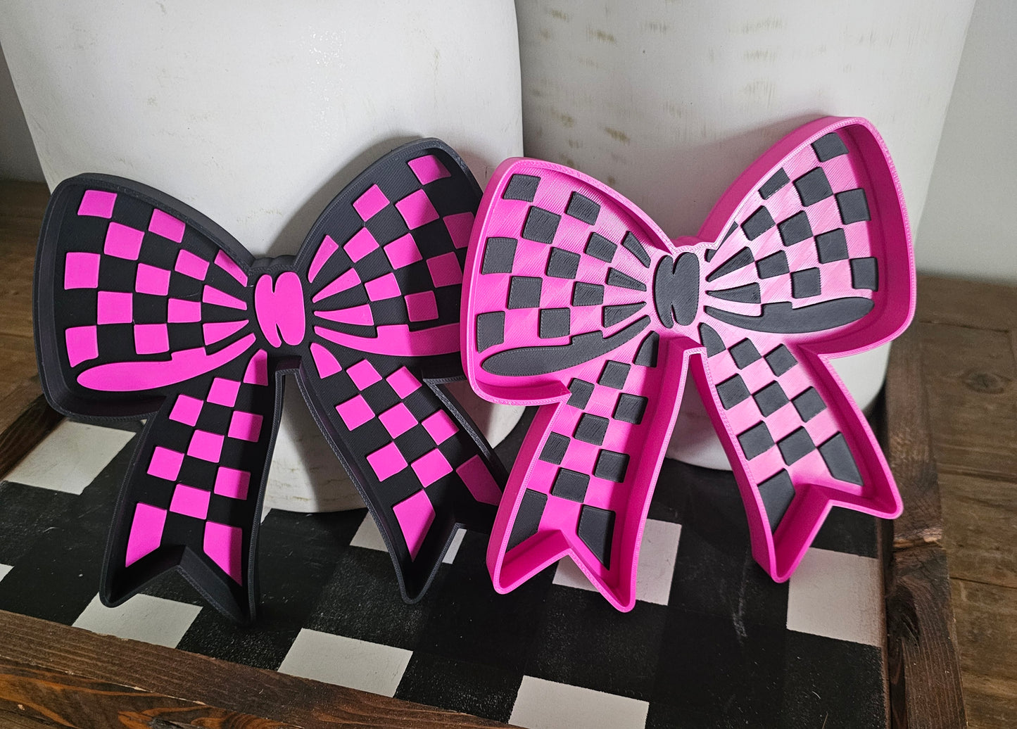 Checkered Bow Trinket Tray