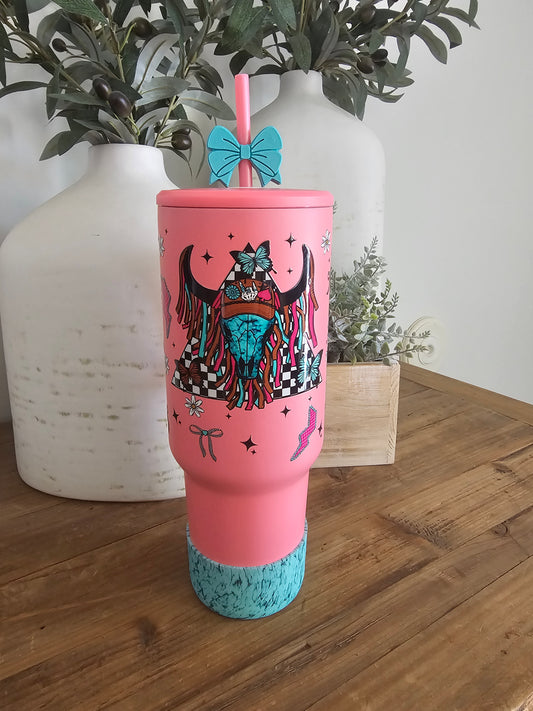 Turquoise bull tumbler