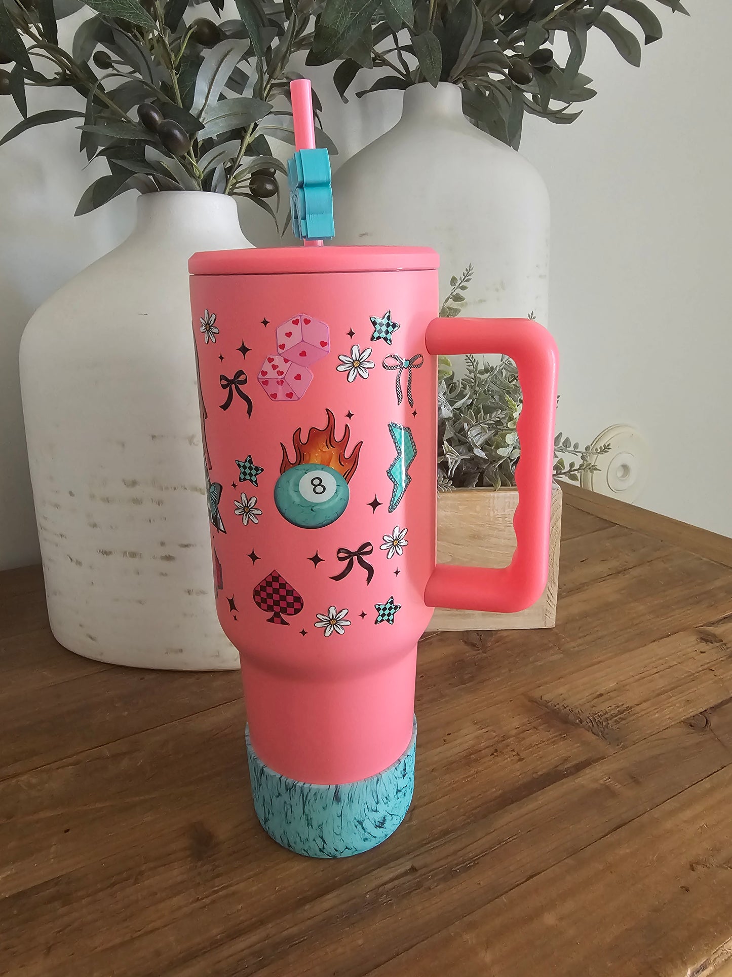 Turquoise bull tumbler