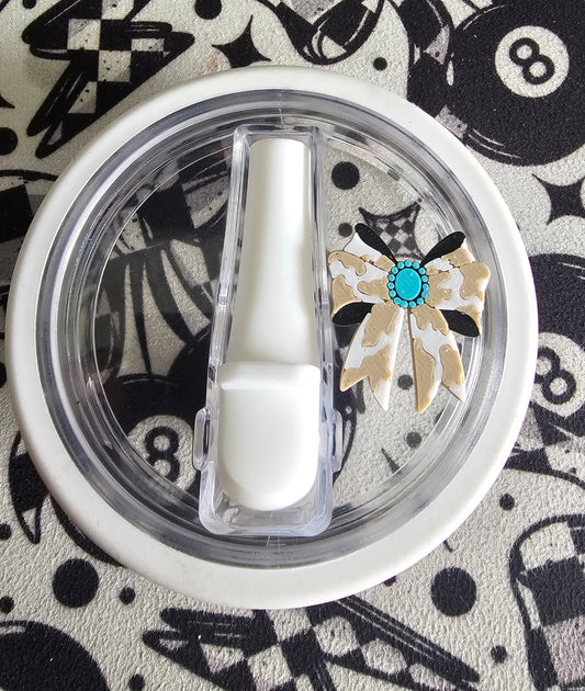 Cow print bow with turquoise