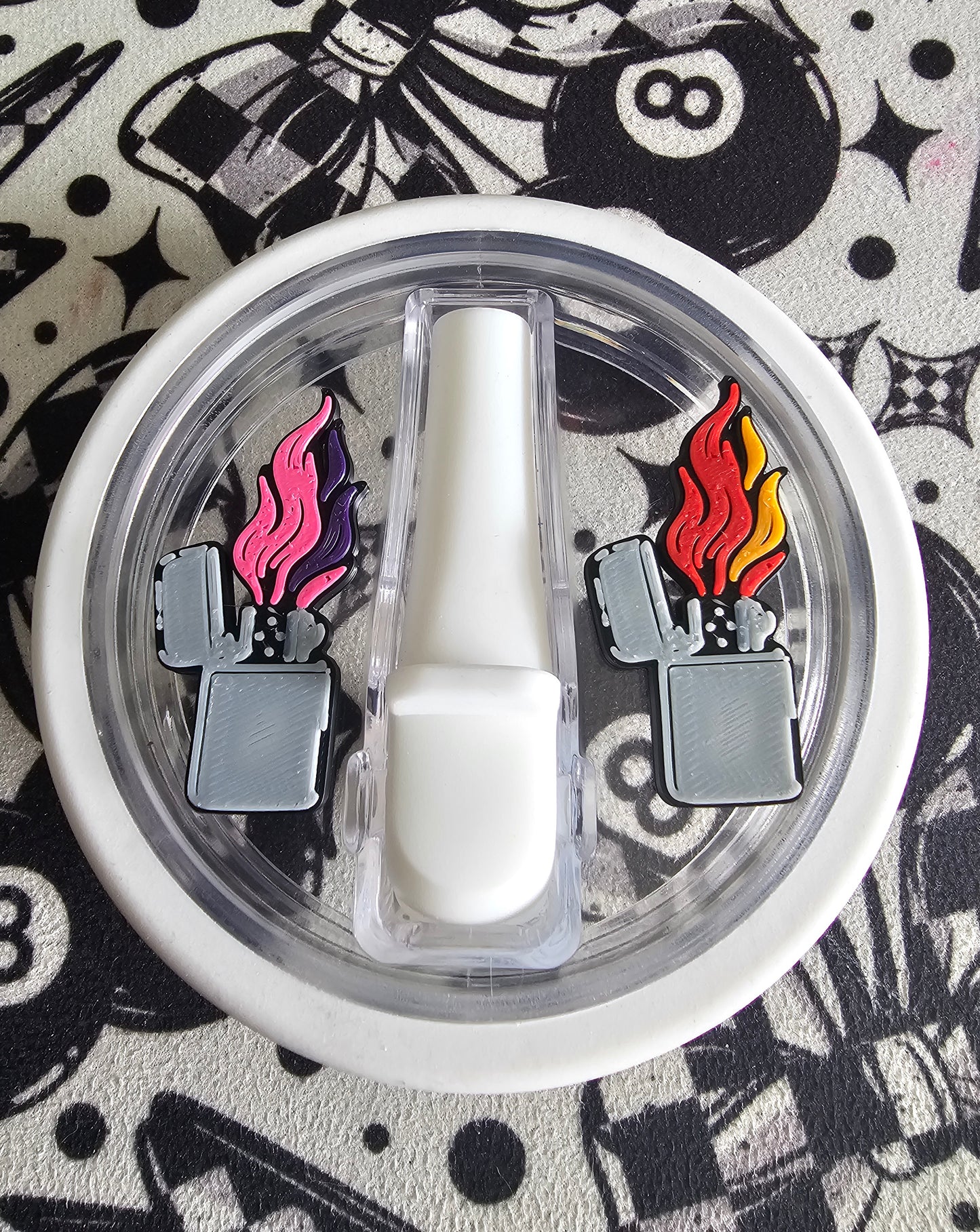 Zip lighter with flames