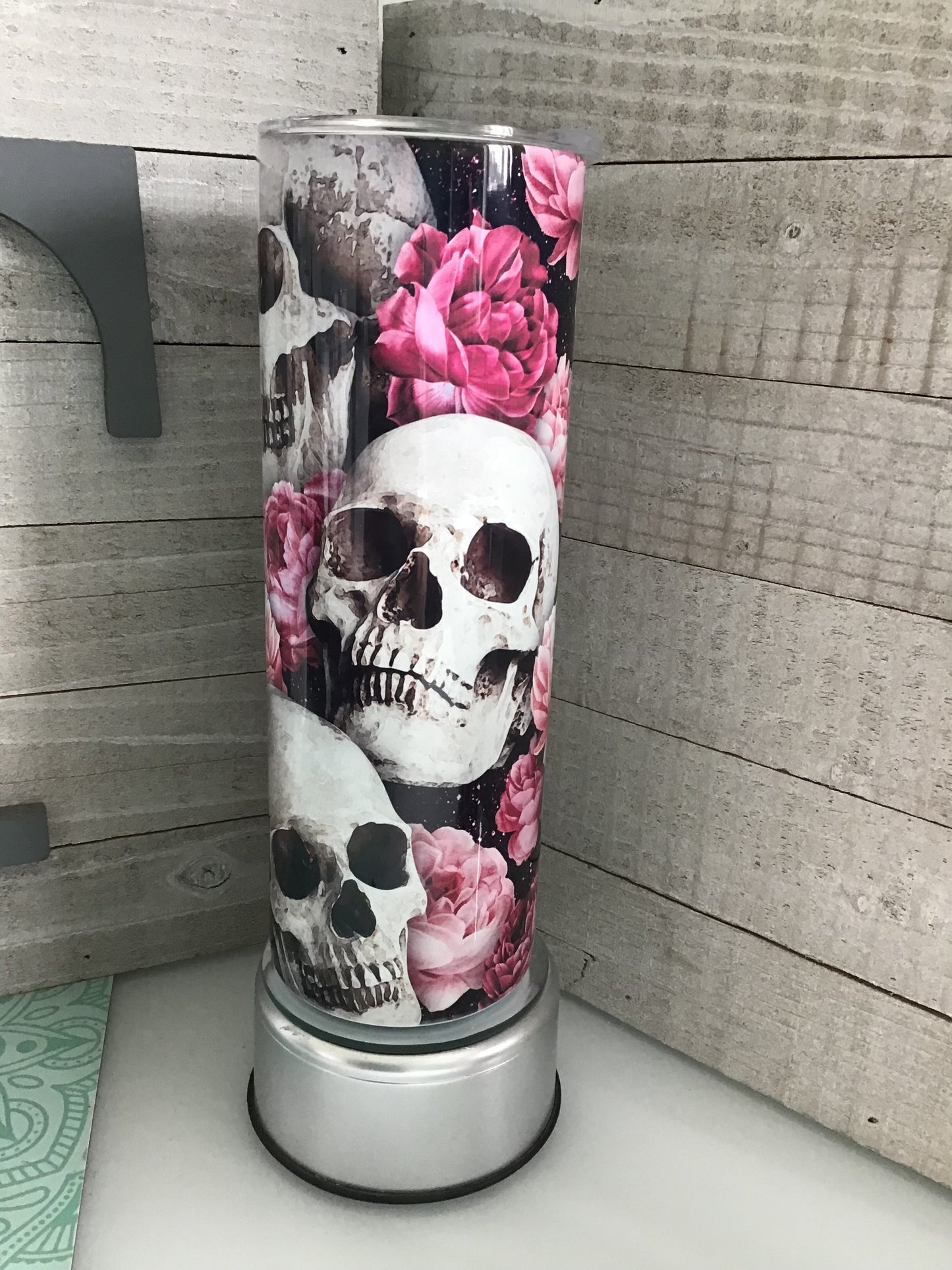 Skulls and pink flowers